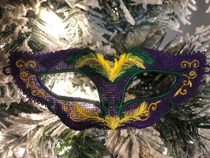 Mardi Gras Mask- embroidered, home decor, Mardi Gras decorations, Mardi Gras ornament FSL
