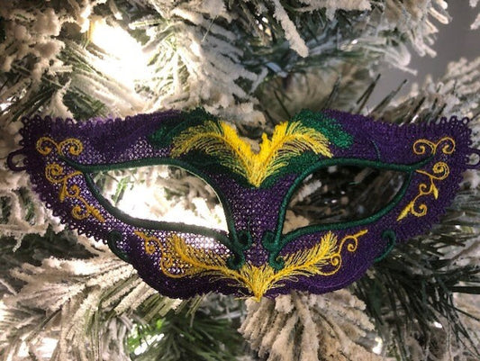 Mardi Gras Mask- embroidered, home decor, Mardi Gras decorations, Mardi Gras ornament FSL