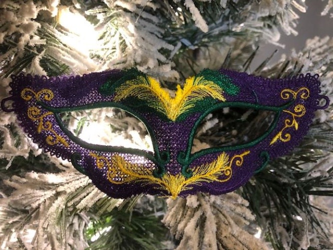 Mardi Gras Mask- embroidered, home decor, Mardi Gras decorations, Mardi Gras ornament FSL