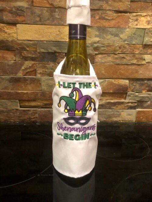 Mardi Gras Gift Wine Bottle Apron- customized, embroidered, Personalized, Mardi Gras, Fat Tuesday
