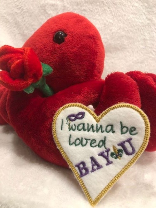 Valentine Crawfish personalized, Valentines Day Crawfish customized, You're My Valentine, Mardi Gras Plush, Mardi Gras crawfish gift for her