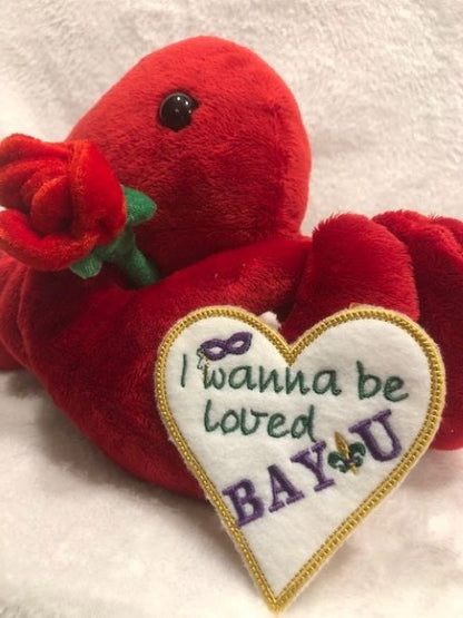 Valentine Crawfish personalized, Valentines Day Crawfish customized, You're My Valentine, Mardi Gras Plush, Mardi Gras crawfish gift for her