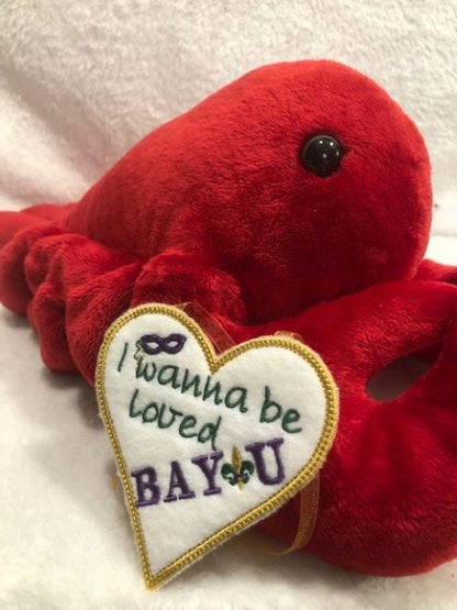 Valentine Crawfish personalized, Valentines Day Crawfish customized, You're My Valentine, Mardi Gras Plush, Mardi Gras crawfish gift for her