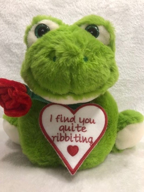 Valentine Stuffed Frog. Valentine Frog Plush, gift for him, gift for her, Valentine's Day Frog stuffed animal, Valentine plush
