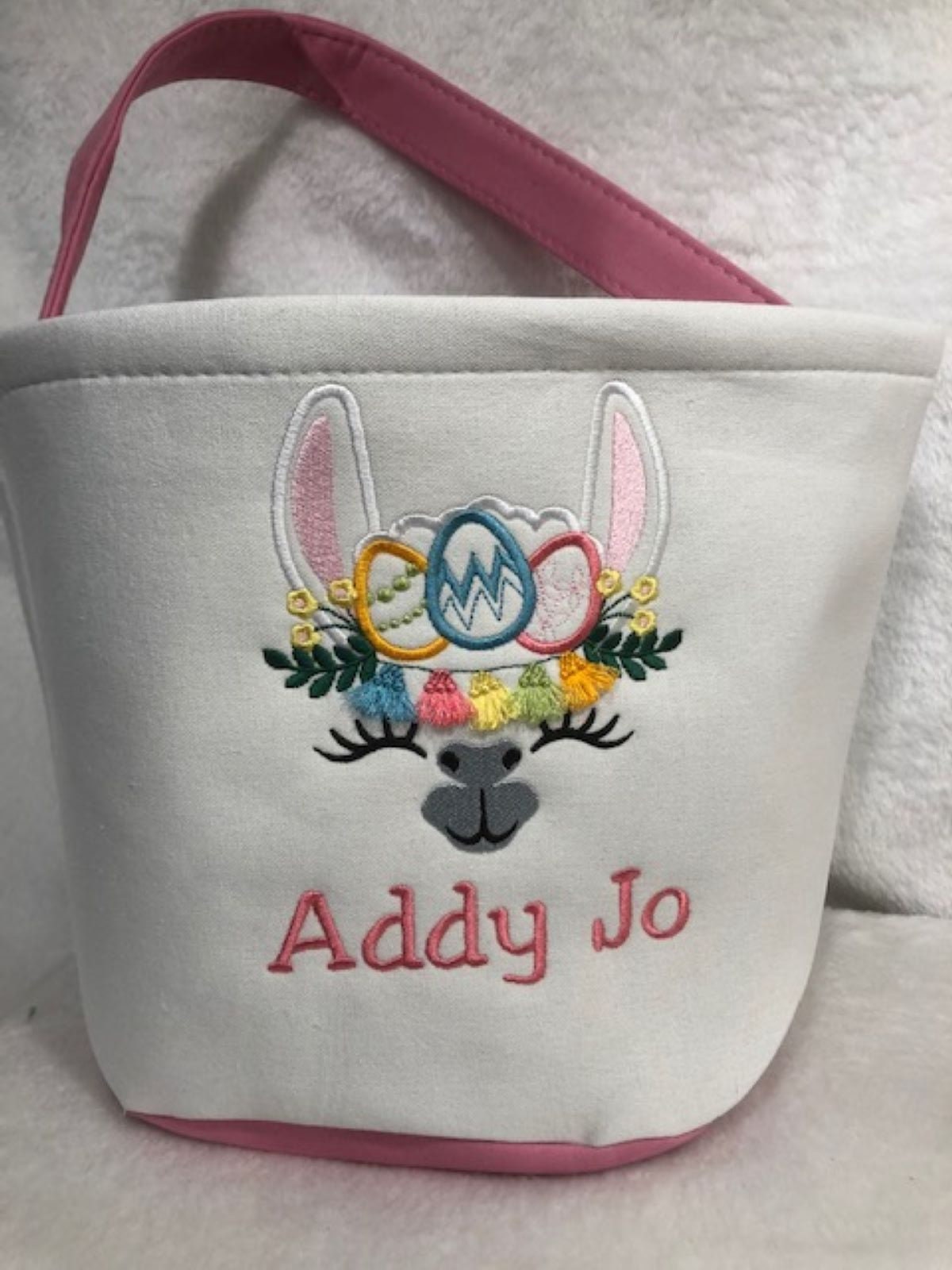Easter Basket Llama Plush Easter personalized customized, embroidered, monogrammed