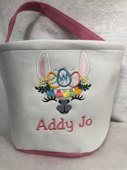 Easter Basket Llama Plush Easter personalized customized, embroidered, monogrammed