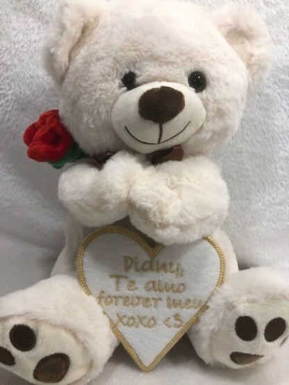 Teddy Bear Valentine Plush personalized, customized, Mother's Day gift, Teddy bear  embroidered, Valentine plush
