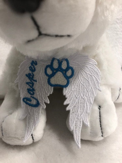 Pet Loss Gifts Angel Wings with Paw Print FSL, Plush Husky,  Pet Loss, Loss of Pet, Memorial, Rainbow bridge, German Shepherd, Dog breeds