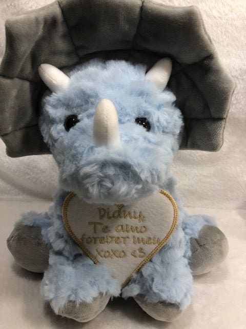 Dinosaur plush triceratops, personalized triceratops dinosaur, embroidered, customized, personalized, Happy Birthday gift for boy