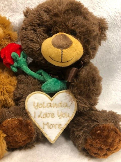 Teddy Bear Valentine Plush personalized, customized, Mother's Day gift, Teddy bear  embroidered, Valentine plush