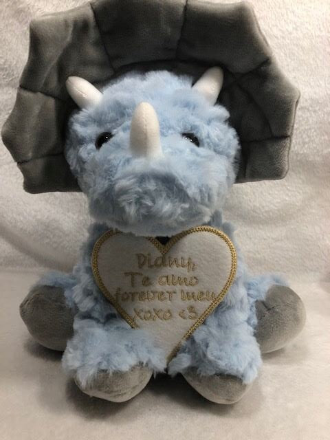 Dinosaur plush triceratops, personalized triceratops dinosaur, embroidered, customized, personalized, Happy Birthday gift for boy