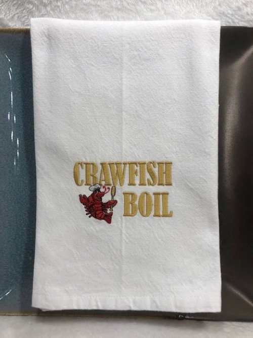 Kitchen Tea Towel Got a Little Cajun in my Soul, Crawfish, Gumbo, embroidered, Louisiana Themed Gift, Gift for mom, Gift for dad,