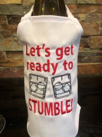 Let's Get Ready to Stumble Wine Bottle Apron, Father's Day Gift, Housewarming Gift, Cajun housewarming