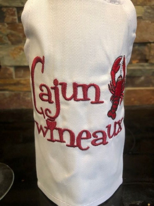 Cajun Wineaux Wine Bottle Apron, Wine Bottle Cover, embroidered, personalized