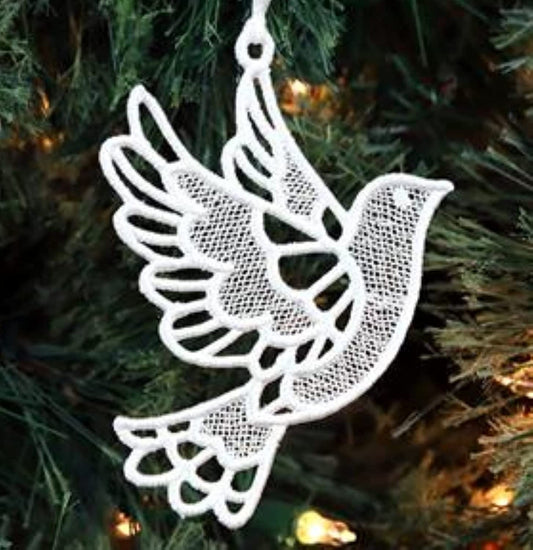 Dove Christmas ornament - Handmade Lace Keepsake