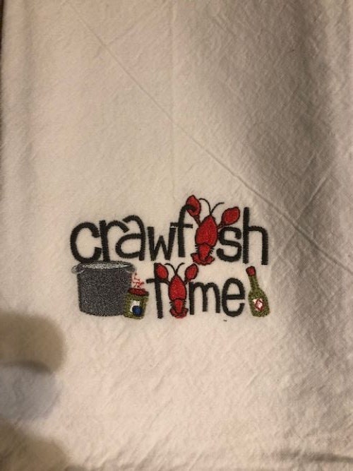Kitchen Tea Towel Got a Little Cajun in my Soul, Crawfish, Gumbo, embroidered, Louisiana Themed Gift, Gift for mom, Gift for dad,