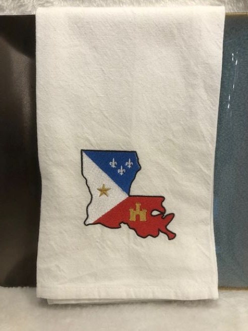 Kitchen Tea Towel Got a Little Cajun in my Soul, Crawfish, Gumbo, embroidered, Louisiana Themed Gift, Gift for mom, Gift for dad,