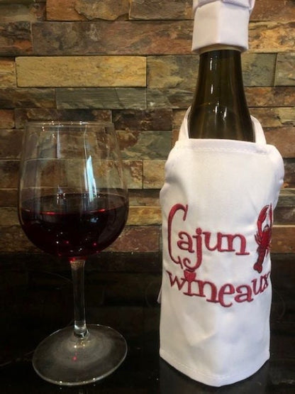 Cajun Wineaux Wine Bottle Apron, Wine Bottle Cover, embroidered, personalized
