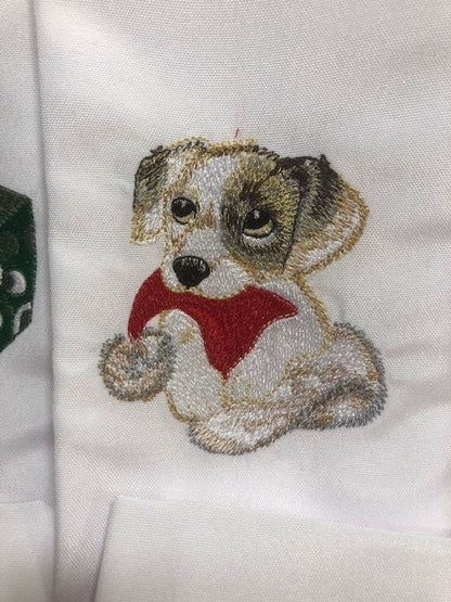 Dog Christmas Dinner Napkins– Embroidered