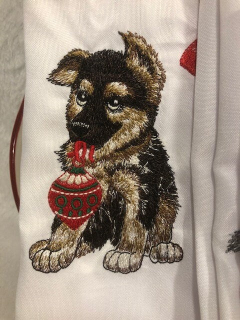 Dog Christmas Dinner Napkins– Embroidered