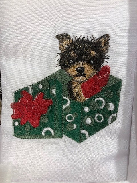 Dog Christmas Dinner Napkins– Embroidered