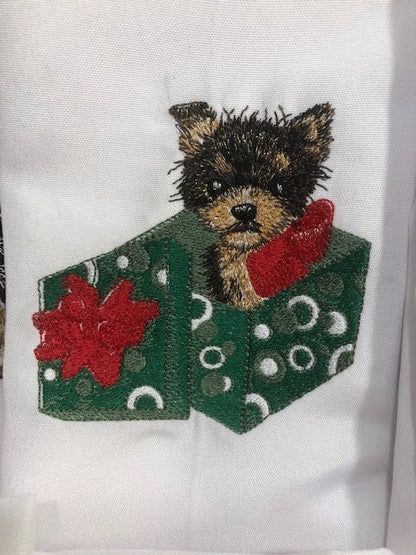 Dog Christmas Dinner Napkins– Embroidered