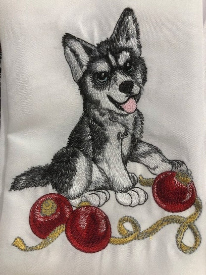 Dog Christmas Dinner Napkins– Embroidered