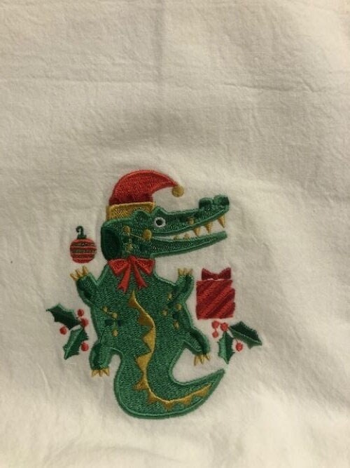 Cajun Christmas Tea Towel – Embroidered
