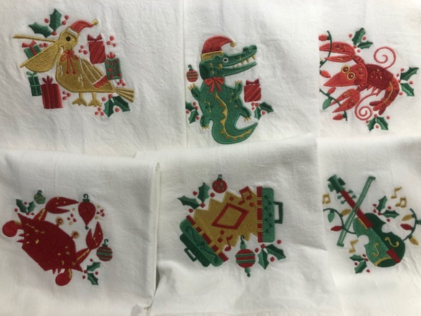 Cajun Christmas Tea Towel – Embroidered
