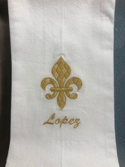 Fleur-de-Lis Christmas Tea Towel