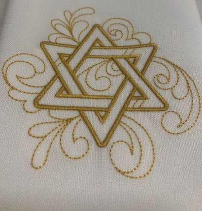 Hanukkah Dinner Napkin set, Chanukah Kitchen Napkin, Hanukah Cloth Napkins, embroidered, Festival of Lights dinner napkins, Menorah
