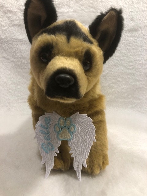Pet Loss Gifts Angel Wings with Paw Print FSL, Plush German Shepherd,  Pet Loss, Loss of Pet, Memorial, Rainbow bridge, Boxer, Corgi