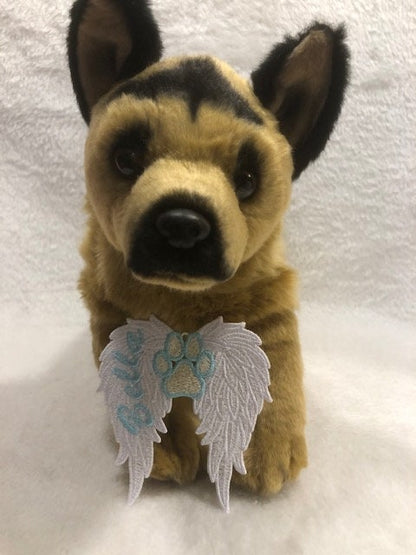 Pet Loss Gifts Angel Wings with Paw Print FSL, Plush German Shepherd,  Pet Loss, Loss of Pet, Memorial, Rainbow bridge, Boxer, Corgi