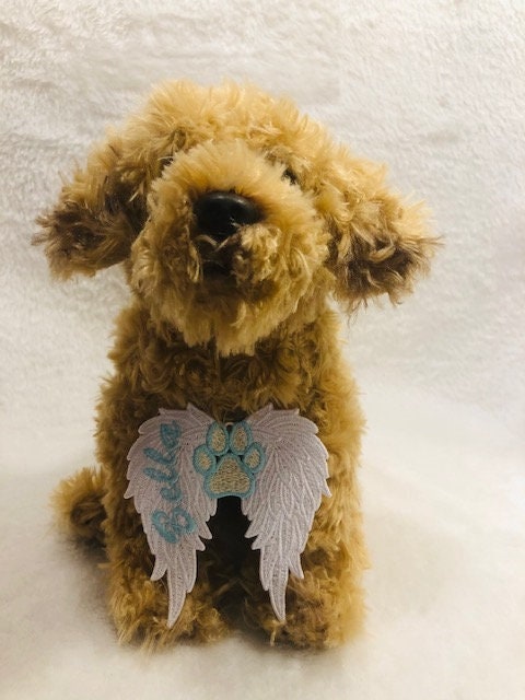 Pet Loss Gifts Angel Wings with Paw Print FSL, Plush labradoodle,  Pet Loss, Loss of Pet, Memorial, Rainbow bridge