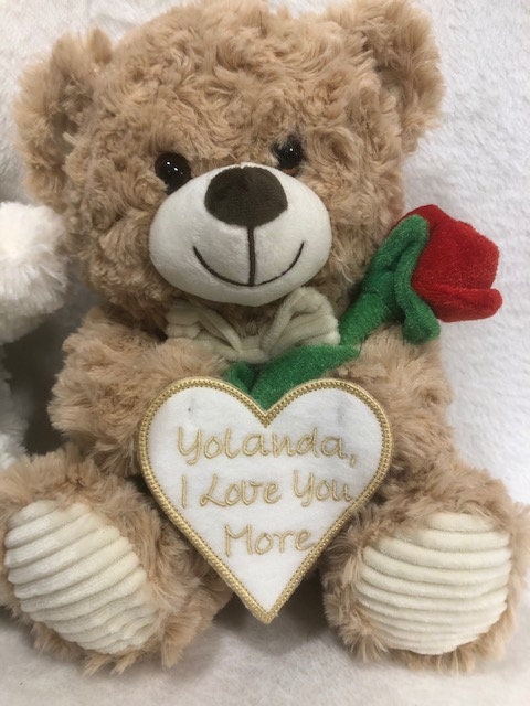 Teddy Bear Valentine Plush personalized, customized, Mother's Day gift, Teddy bear  embroidered, Valentine plush