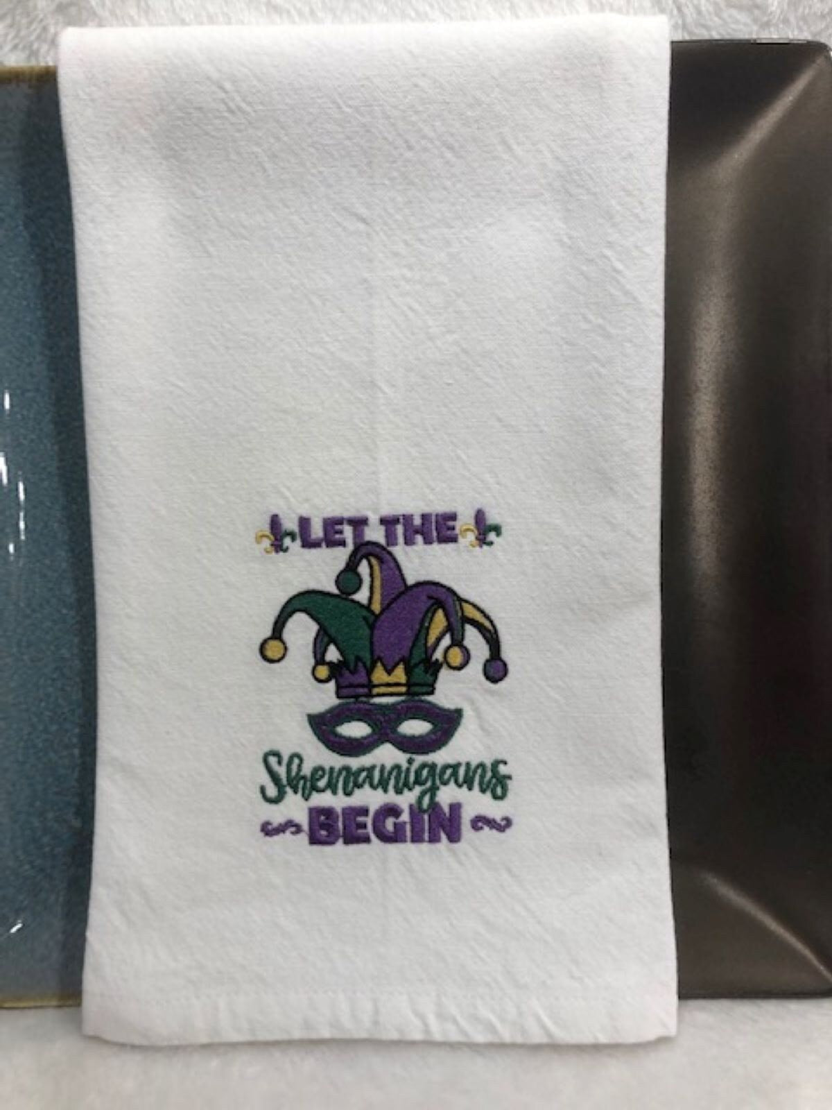 Mardi Gras Kitchen Tea Towel Let Shenanigan's Begin
