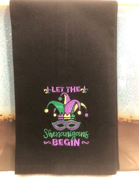 Mardi Gras Kitchen Tea Towel Let Shenanigan's Begin