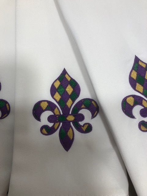 Louisiana Mardi Gras Fleur de Lis Cloth Dinner Napkin Set of 8, Cajun Napkin, Embroidered, Customized, Monogrammed dinner napkin