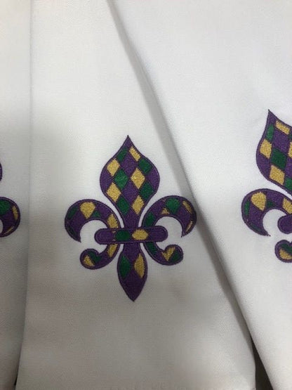 Louisiana Mardi Gras Fleur de Lis Cloth Dinner Napkin Set of 8, Cajun Napkin, Embroidered, Customized, Monogrammed dinner napkin