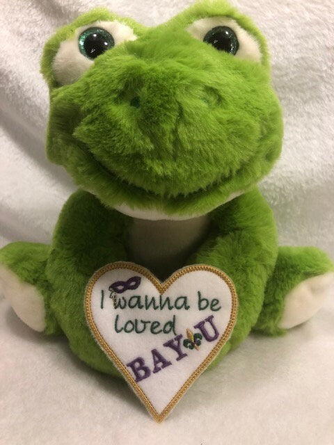 Valentine Frog Mardi Gras personalized, customized, You're My Valentine, Mardi Gras Plush, Mardi Gras Frog gift for her