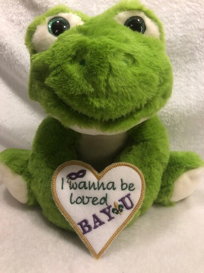 Valentine Frog Mardi Gras personalized, customized, You're My Valentine, Mardi Gras Plush, Mardi Gras Frog gift for her