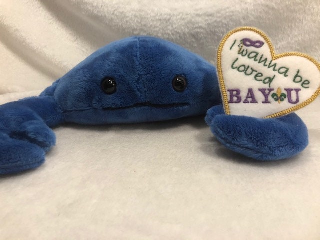 Cajun Crab Valentines Plush personalized, Mardi Gras, customized shellfish, Mother's Day gift, Happy Birthday, gift for her, gift for mom