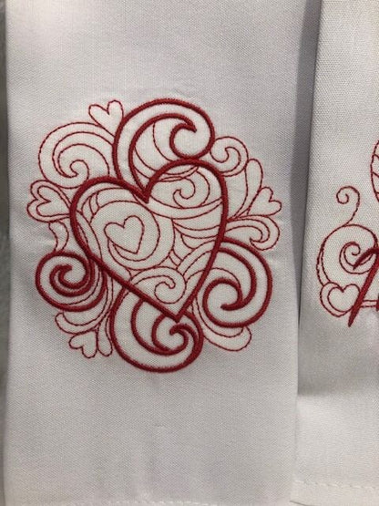 Valentine Cloth Dinner Napkin Set of 6, Valentine's Day Dinner Napkin, Embroidered, Customized, Valentines Day, I love you, Mr Mrs
