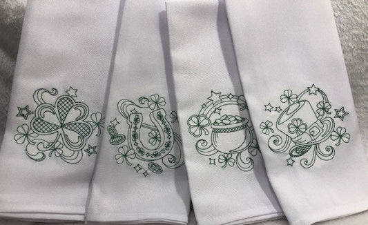 St Patrick's Day Cloth Dinner Napkin Set of 4, St Paddy Day DinnerNapkin, Embroidered, Customized, Monogrammed dinner napkin