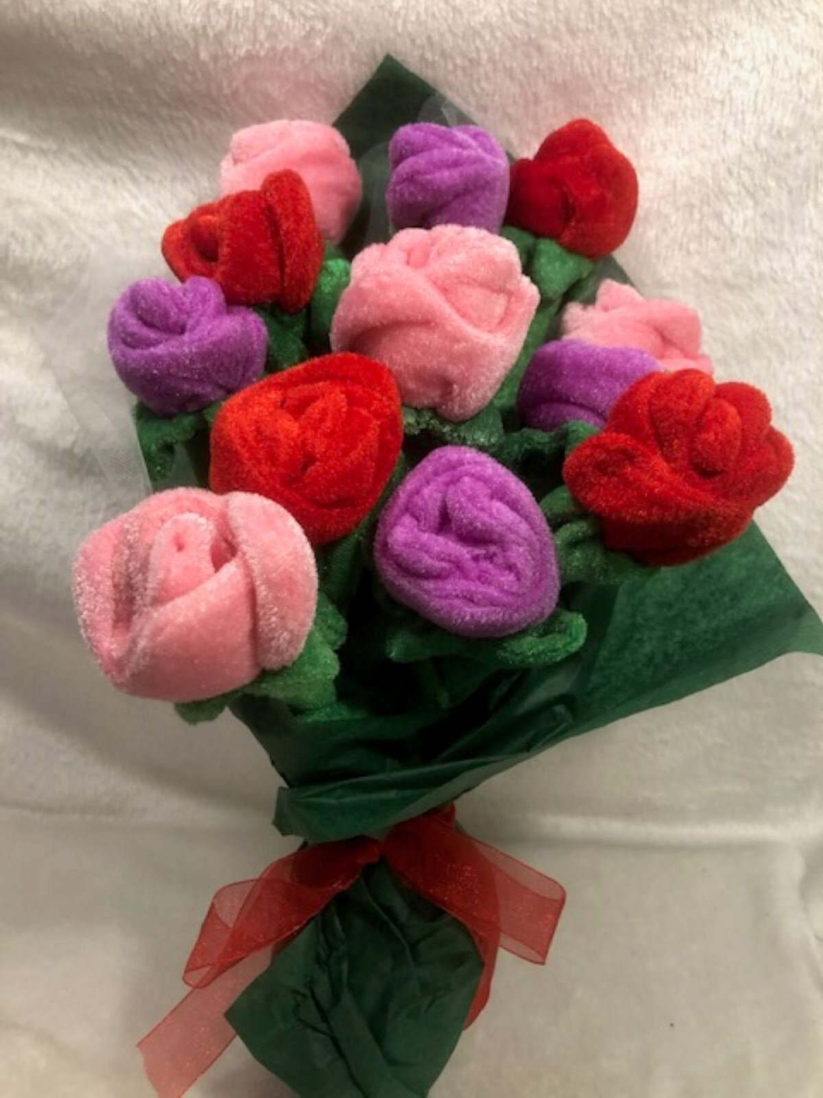 Mother's Day Flowers Valentines Day Red Roses Plush bouquet I love you Valentine Gift, personalized embroidered plush Flowers