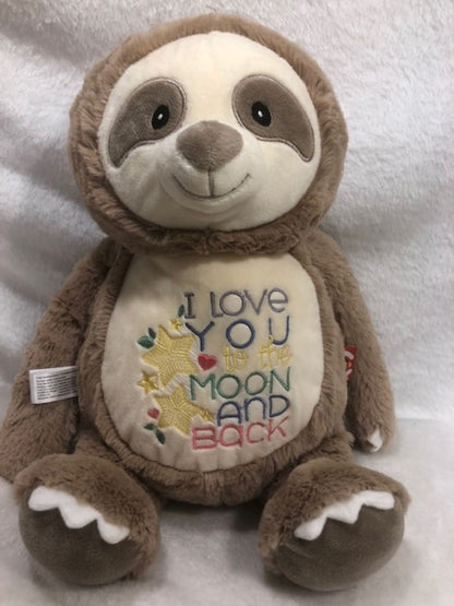 My First Sloth Bear, Love you to the Moon, embroidered, personalized, Baby shower gift, gift for baby, plush koala, sloth plush,