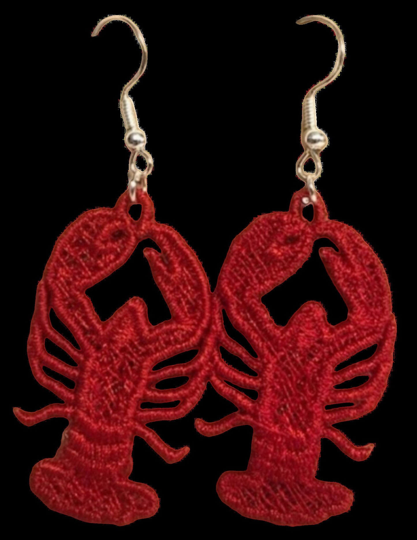 Crawfish Earrings, crawfish boil earrings, lobster earrings, crawfish jewelry handmade embroidered, New Orleans, Mardi Gras Earrings, FSL