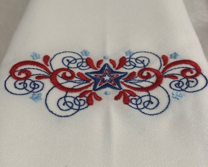 Fourth of July Cocktail Napkin Set, Independence Day Cloth Cocktail Napkins, July Fourth Embroidered, Memorial Day, Personalized, Customized
