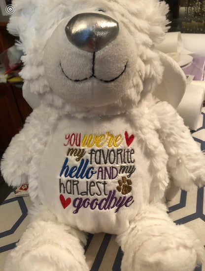 Personalized 16" White Angel Memory Bear – Embroidered Keepsake for Baby or Pet Loss – Custom Memorial Gift