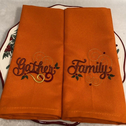 Thanksgiving Dinner Cloth Napkins set, Family Thanksgiving Dinner Napkin set, embroidered, customized